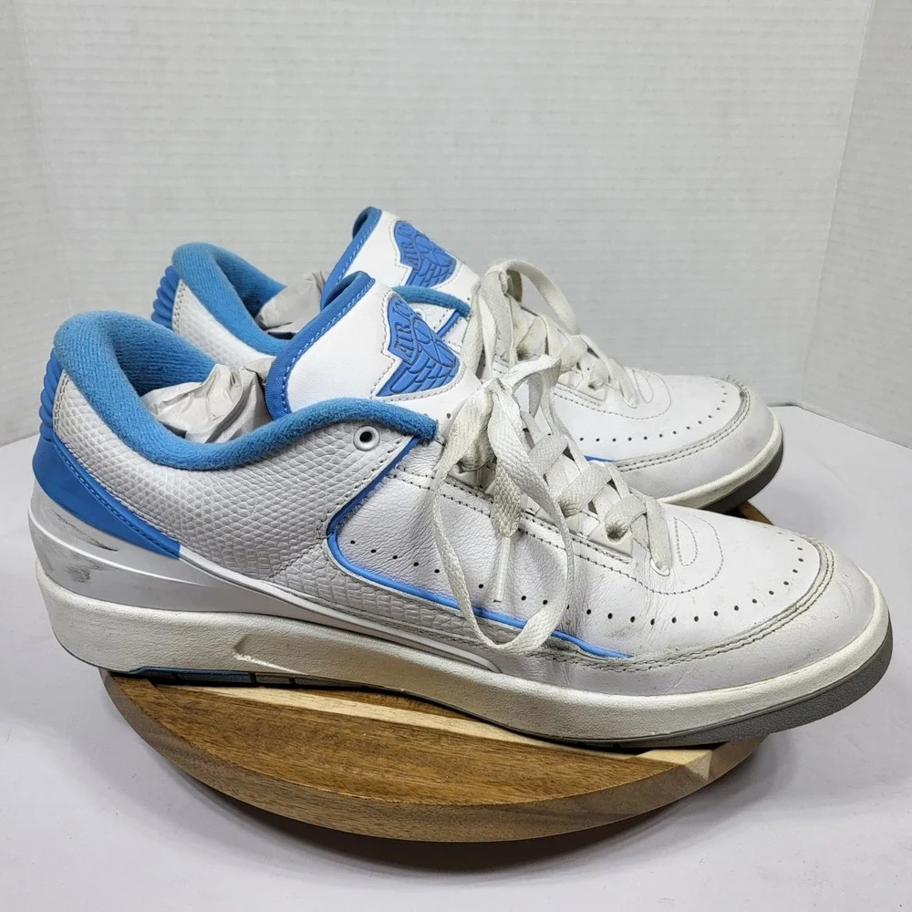 Jordan Air Jordan 2 Retro Low Mens 10 White Blue Good DV9956-104 Leather Sneaker